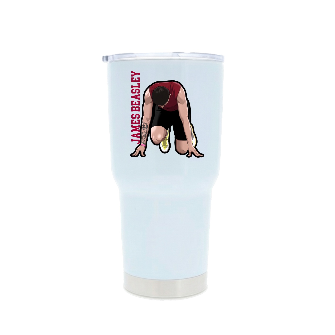30oz Stainless Steel Tumbler — Name Vertical in White