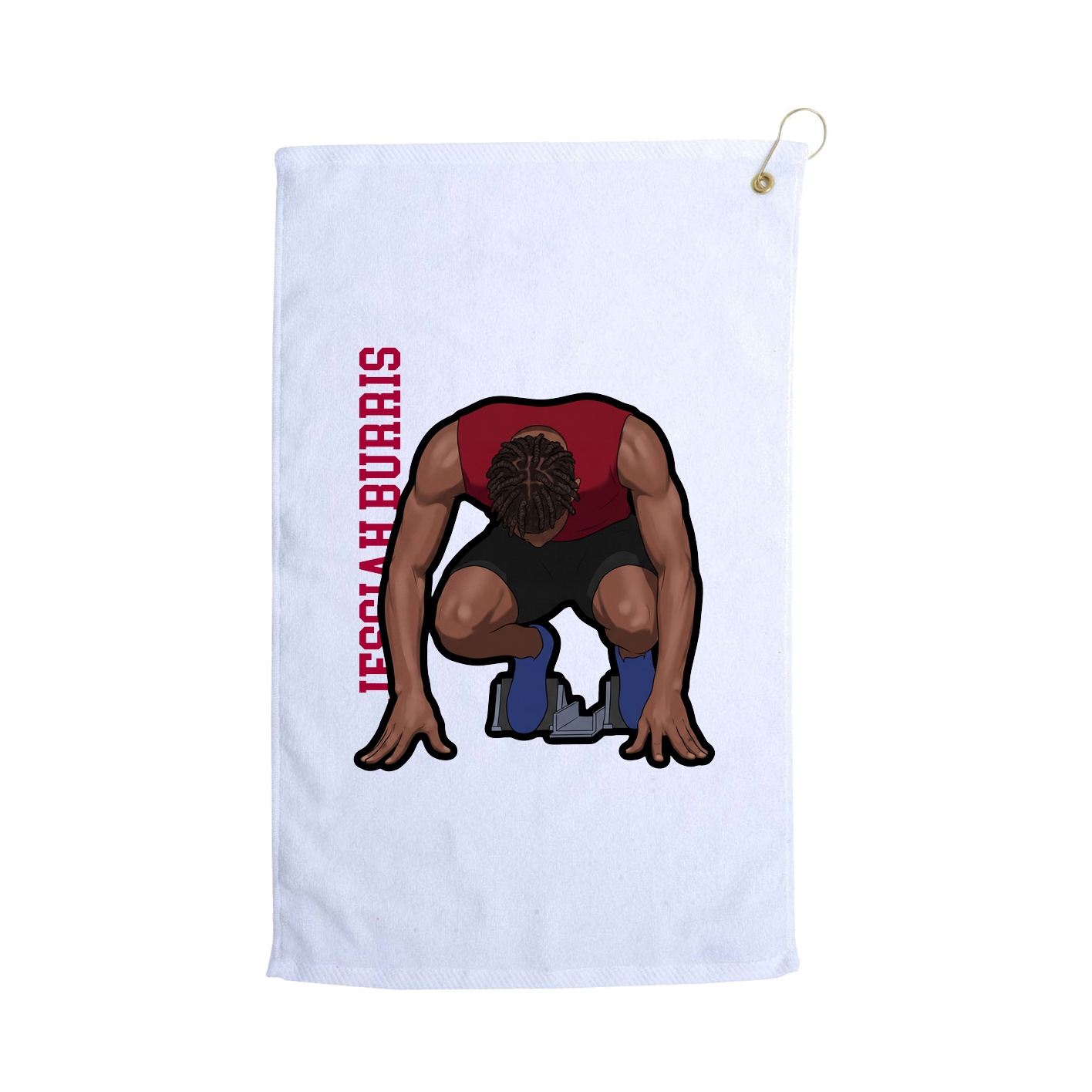 Golf Towel — Name Vertical in White