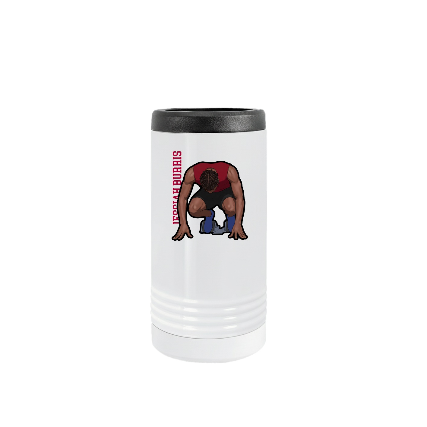 Slim Beverage Holder — Name Vertical in White
