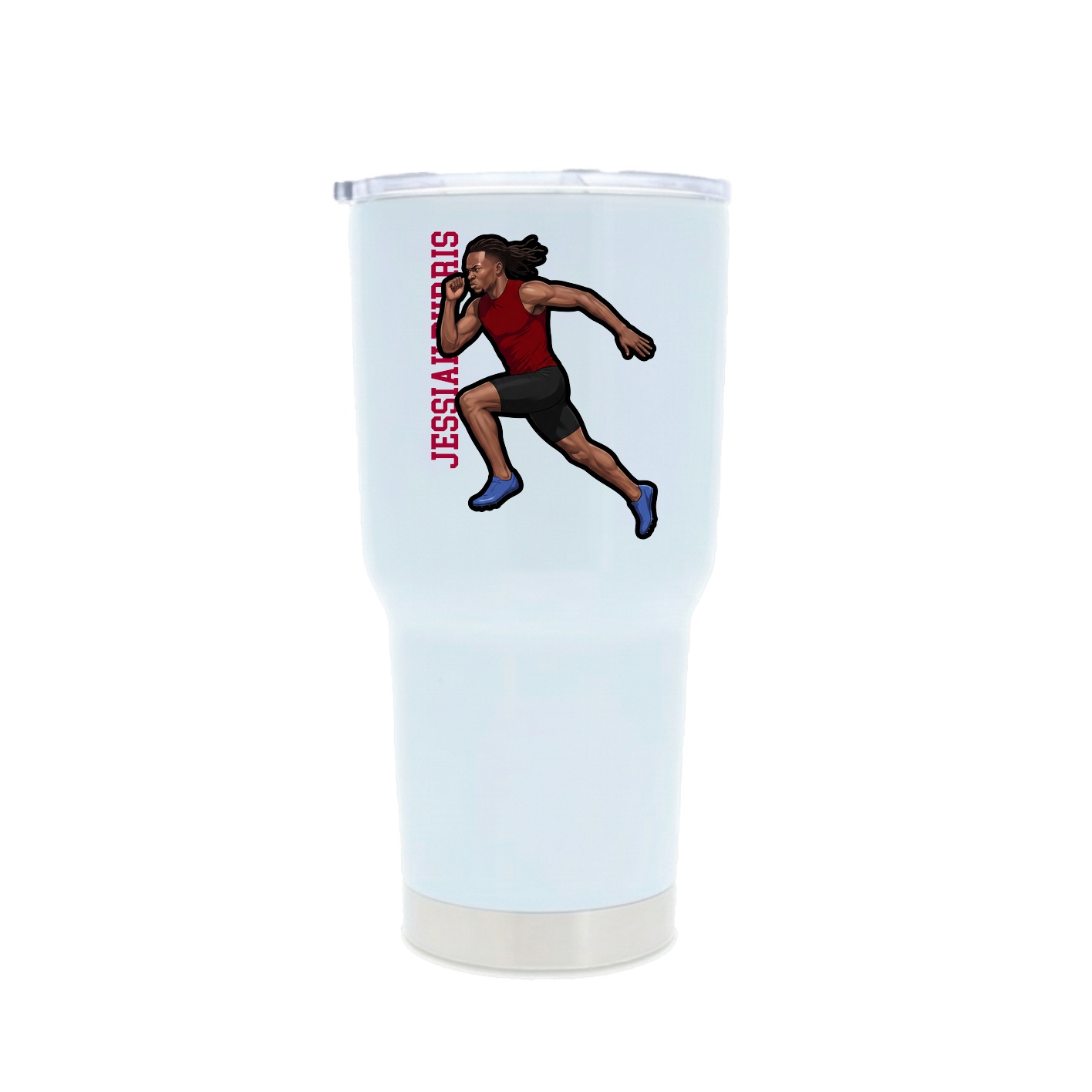 30oz Stainless Steel Tumbler — Name Vertical in White