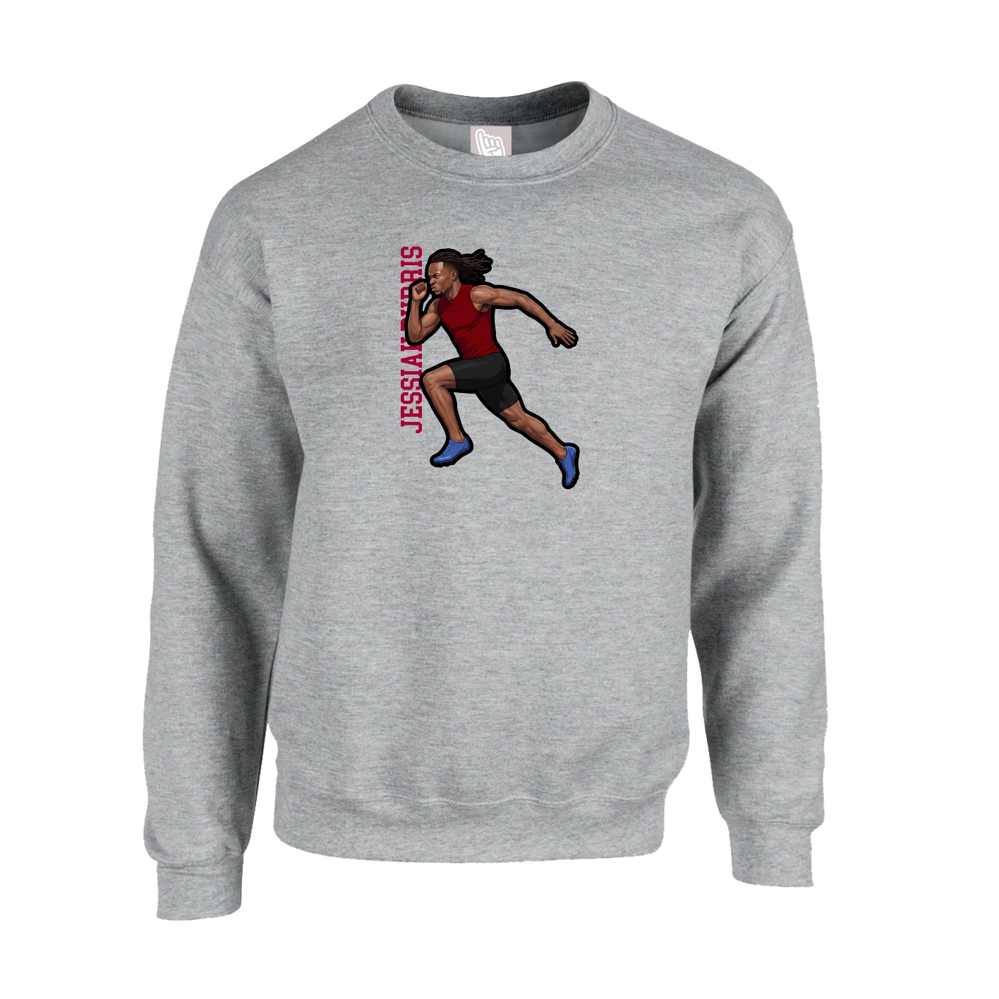 Fleece Crew — Name Vertical in Grey