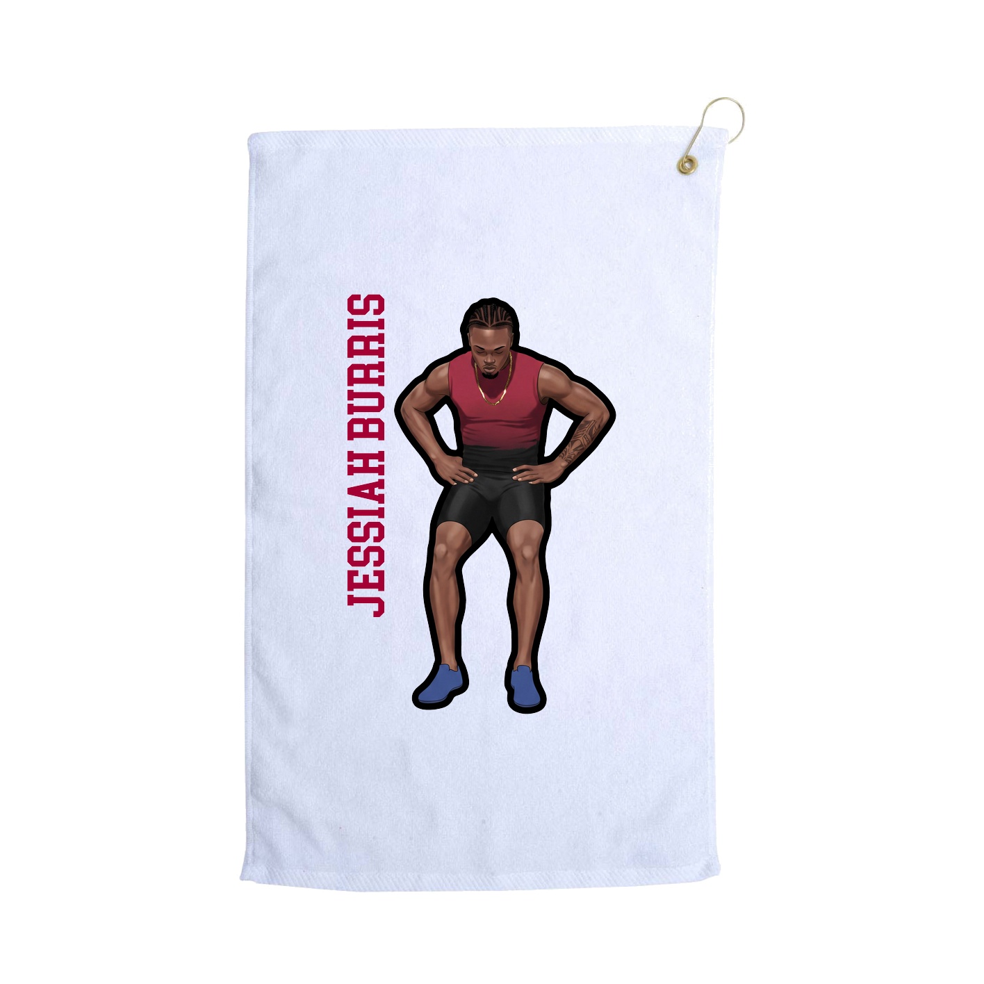 Golf Towel — Name Vertical in White