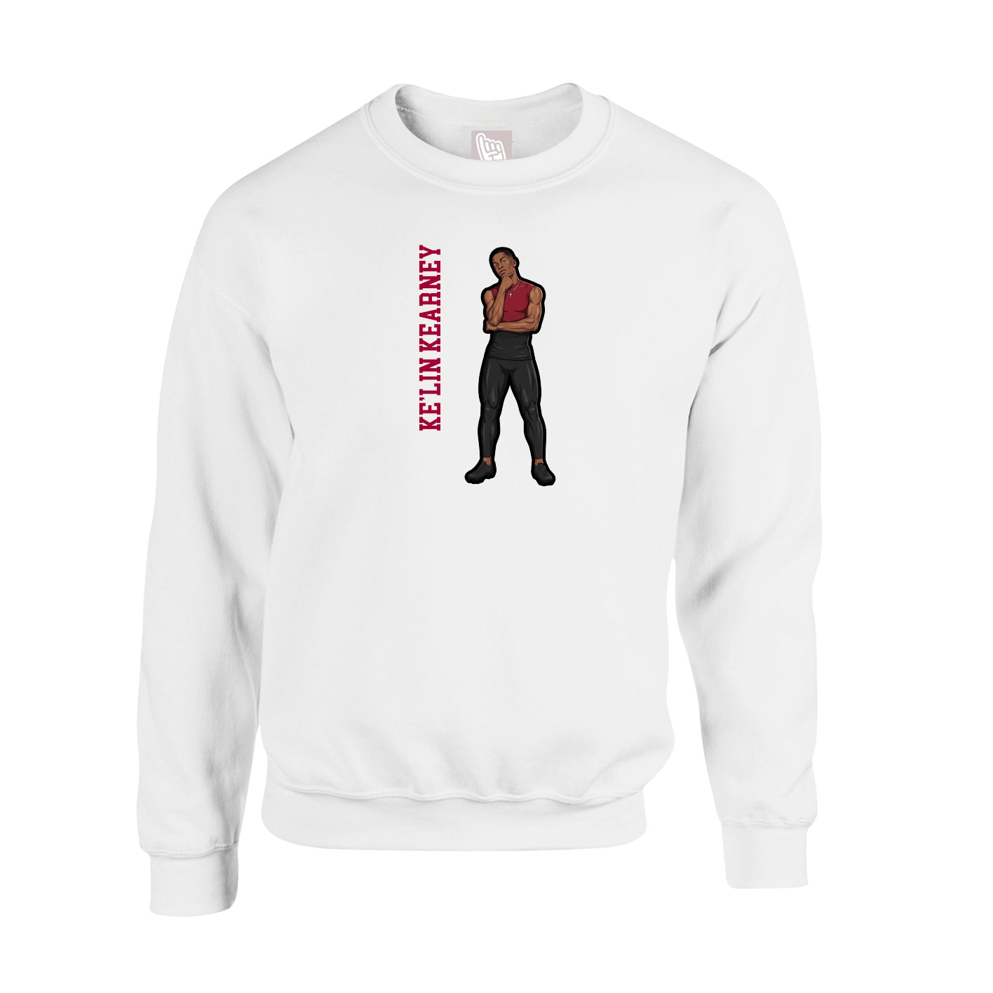 Fleece Crew — Name Vertical in White