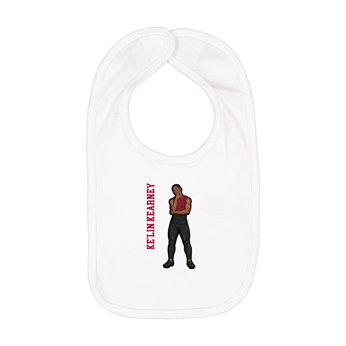 Infant Bib — Name Vertical in White