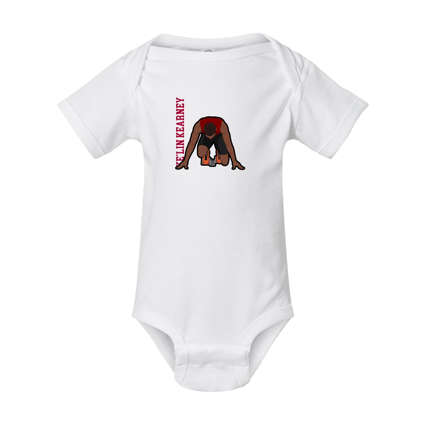 Baby Onesie — Name Vertical in White