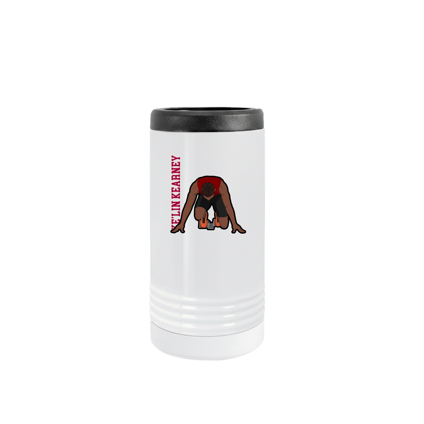 Slim Beverage Holder — Name Vertical in White