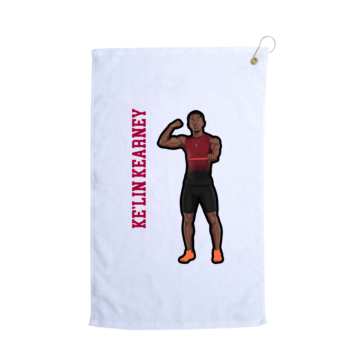 Golf Towel — Name Vertical in White