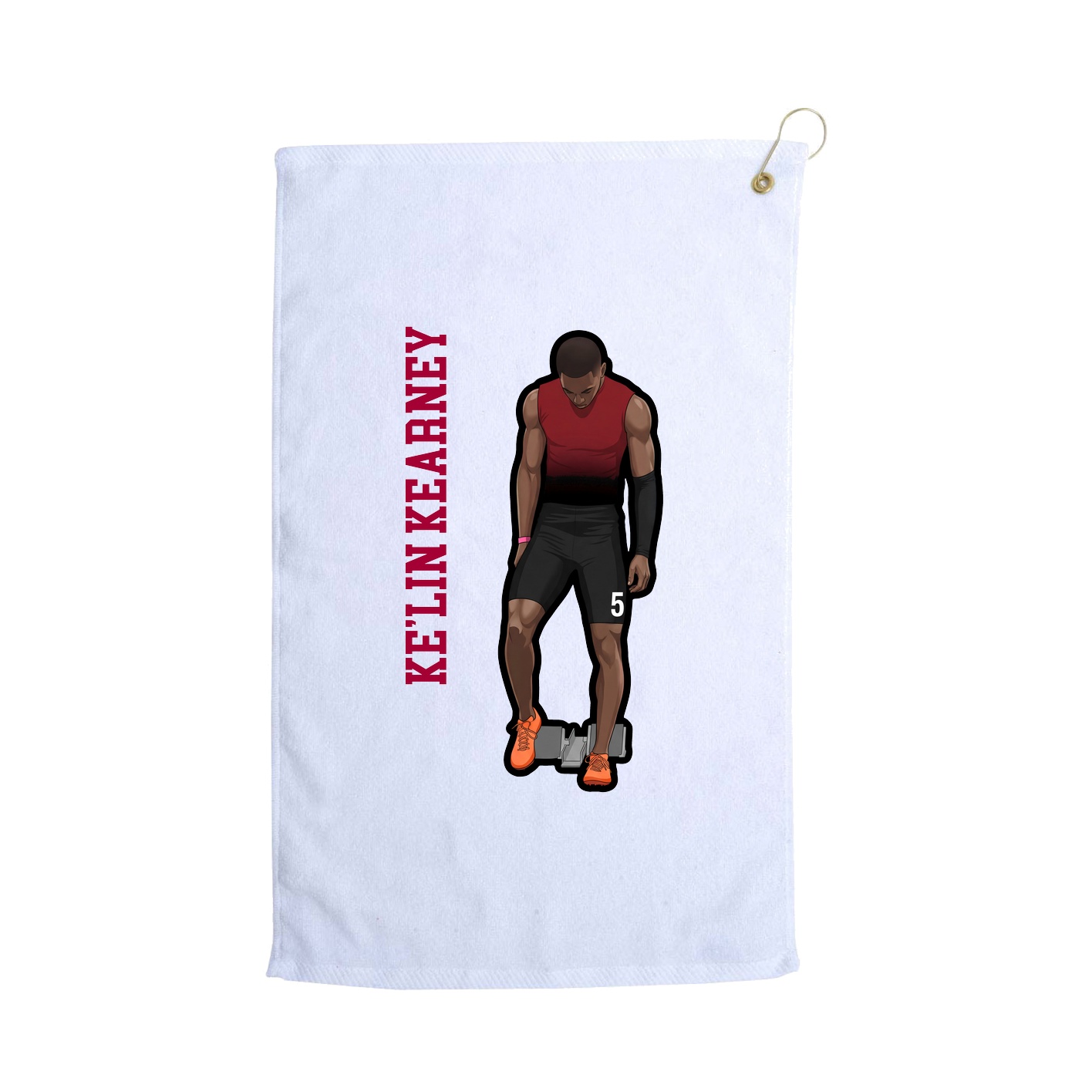 Golf Towel — Name Vertical in White