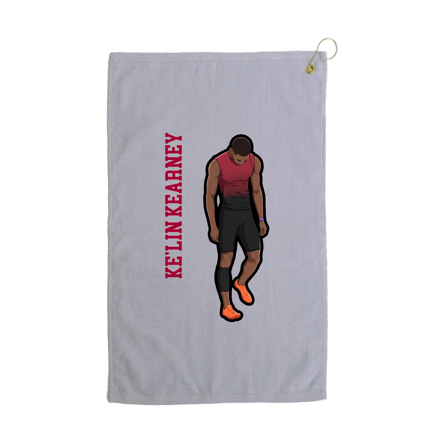 Golf Towel — Name Vertical in Grey