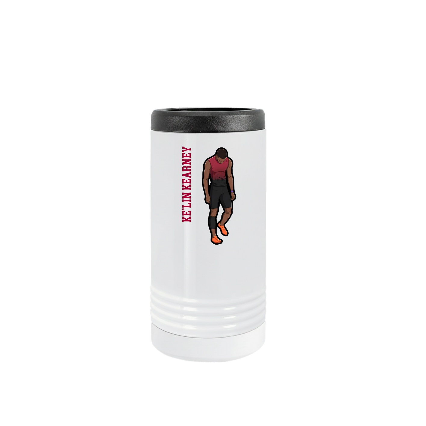Slim Beverage Holder — Name Vertical in White