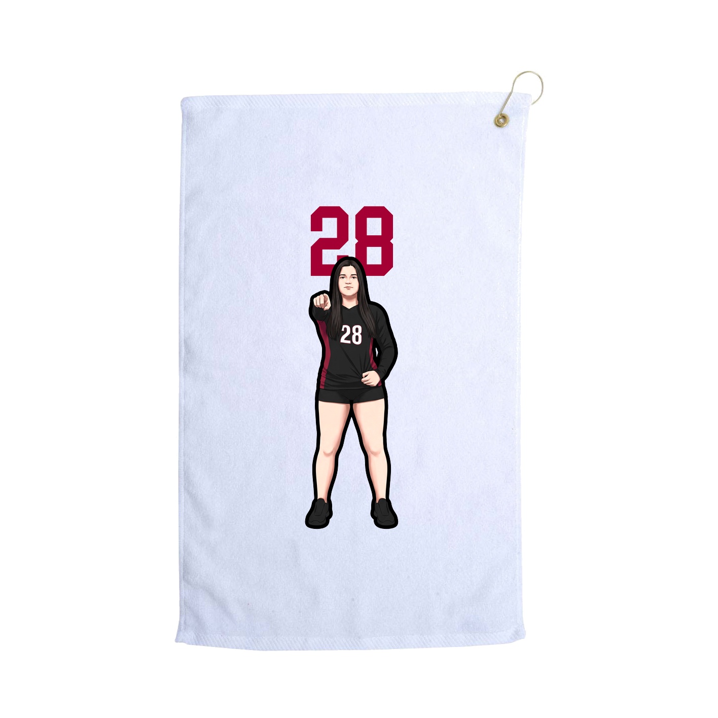 Golf Towel — Number Top in White