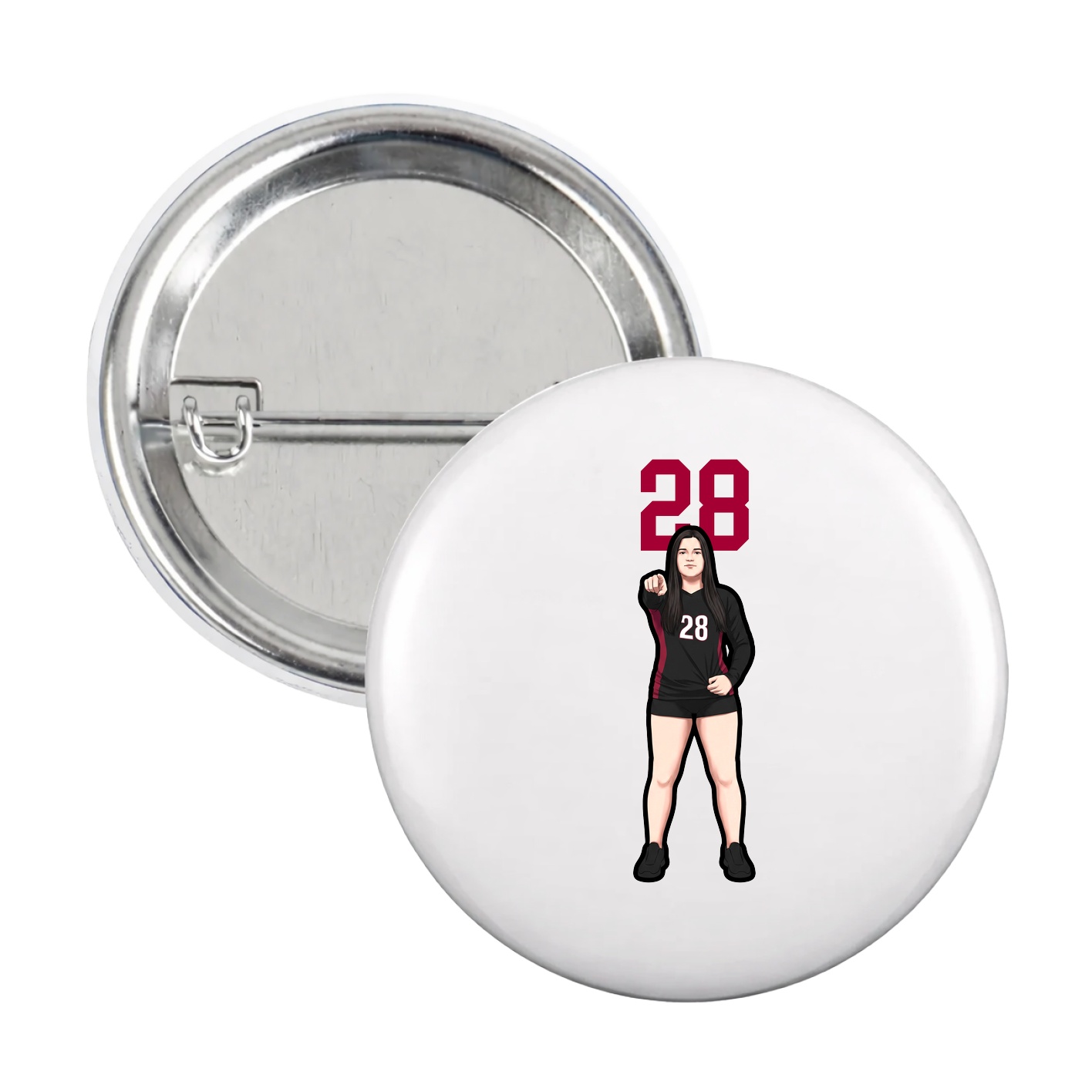 Game Day Button — Number Top in White