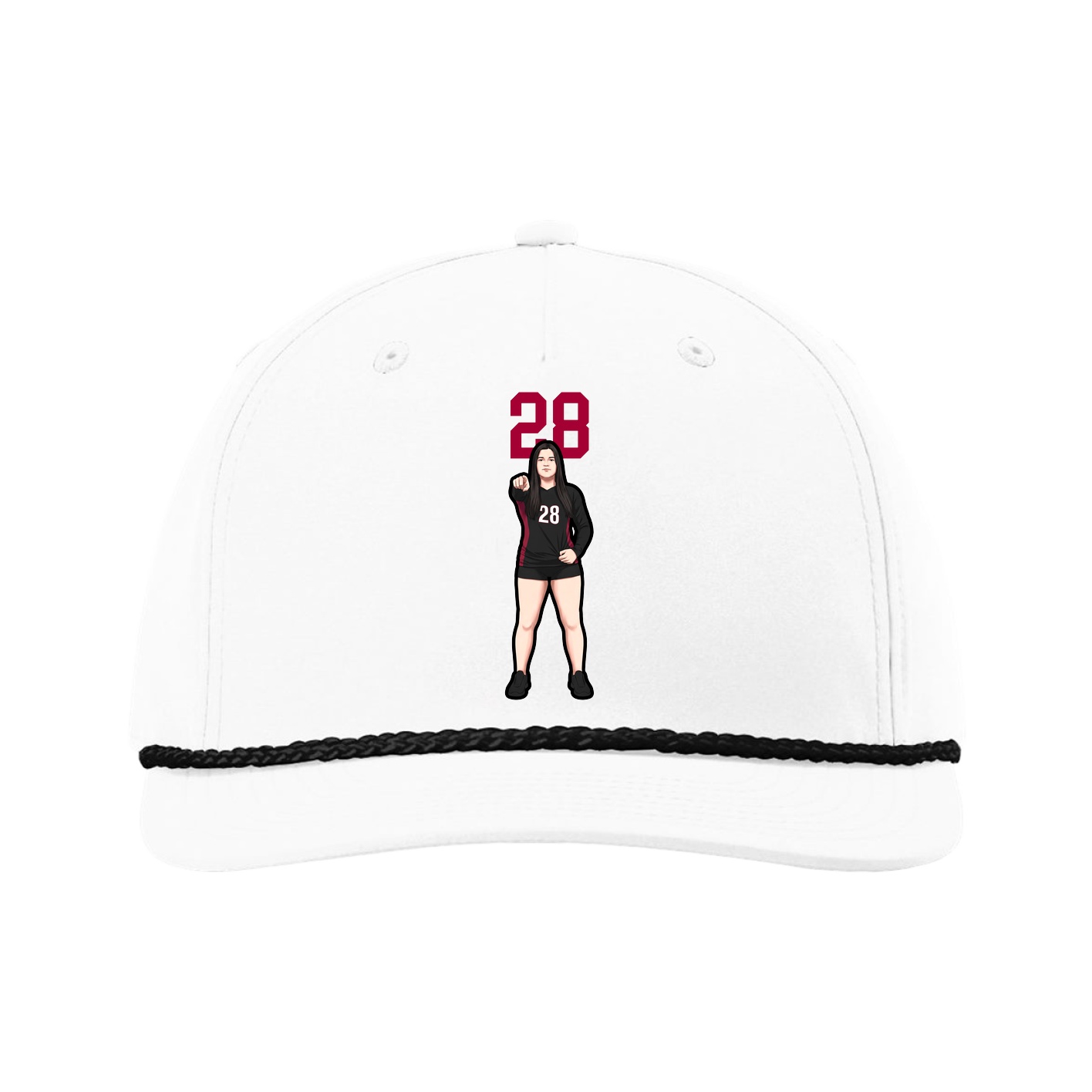 Five-Panel Classic Rope Cap — Number Top in White