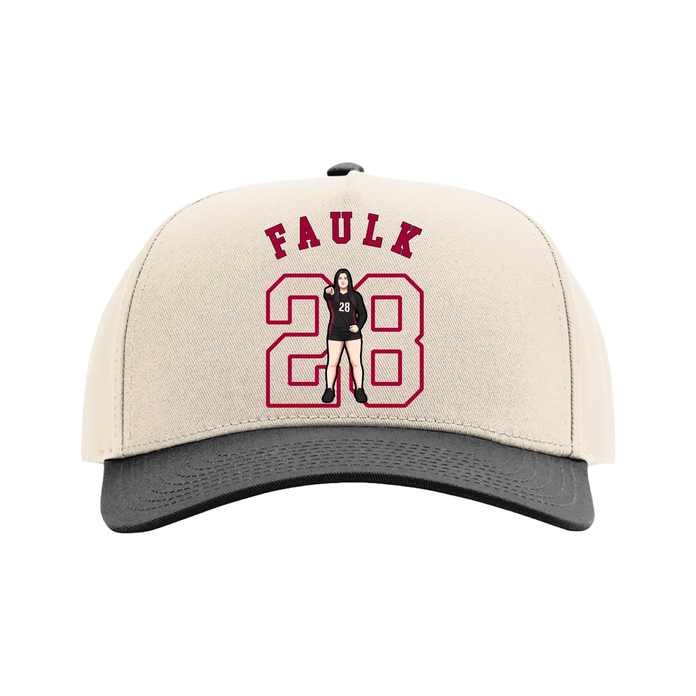 Full Fabric Five-Panel Champ Cap — Shirsey Arch in Cream/Black