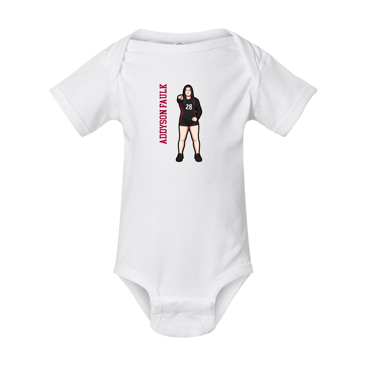 Baby Onesie — Name Vertical in White