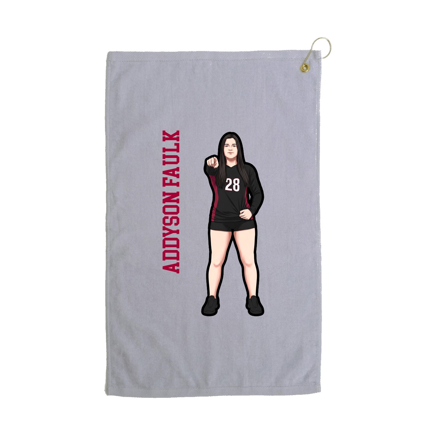 Golf Towel — Name Vertical in Grey