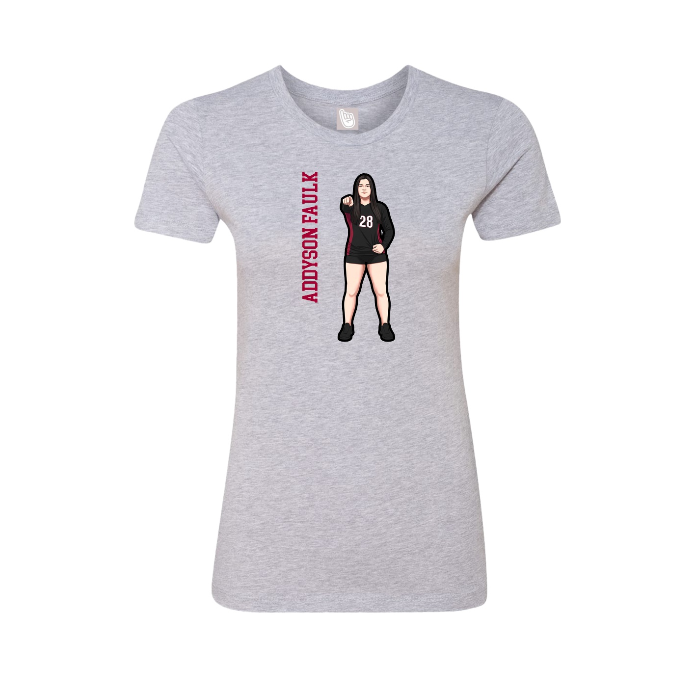 Womens Tee — Name Vertical in Grey