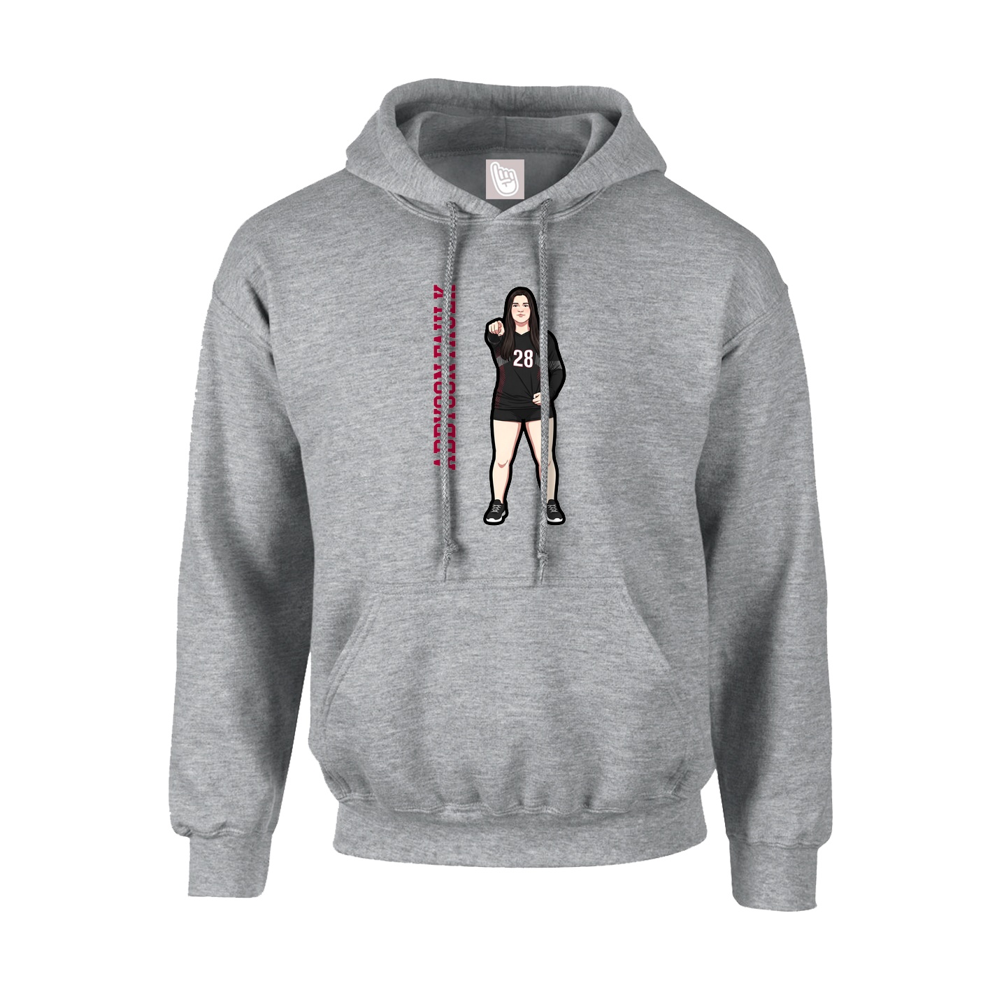 Youth Hoodie — Name Vertical in Grey