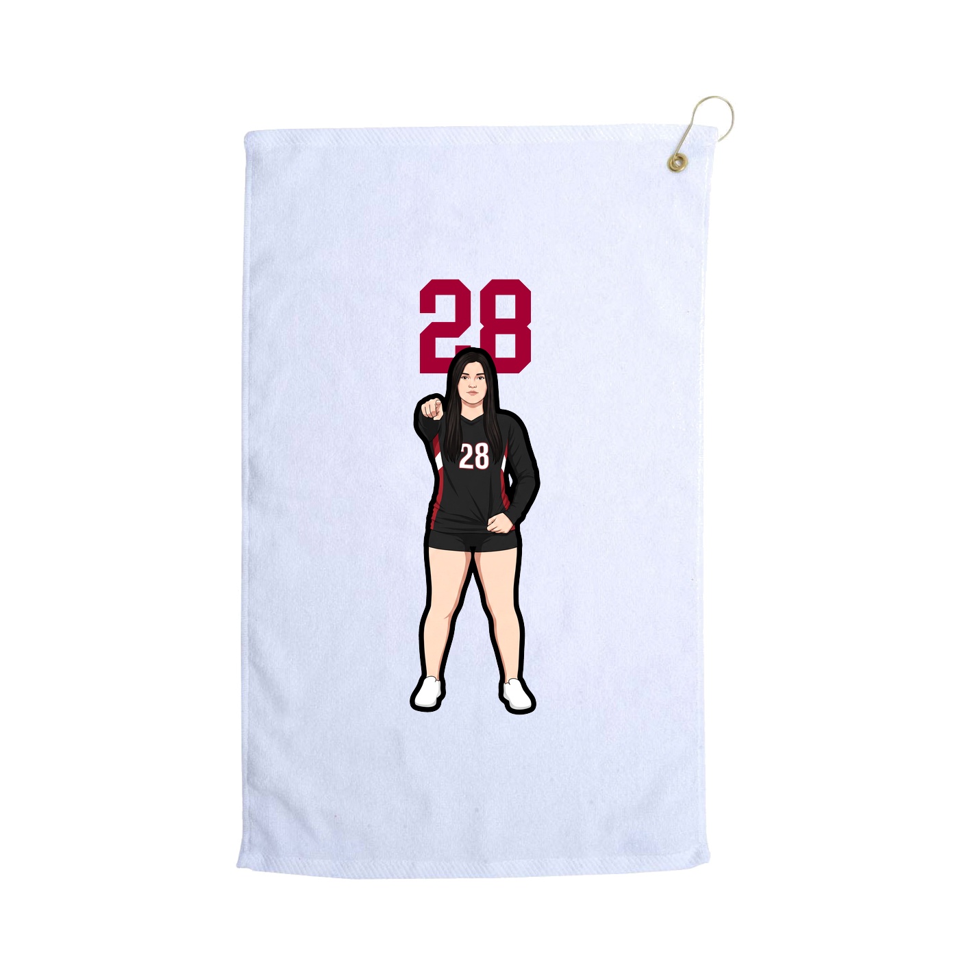 Golf Towel — Number Top in White