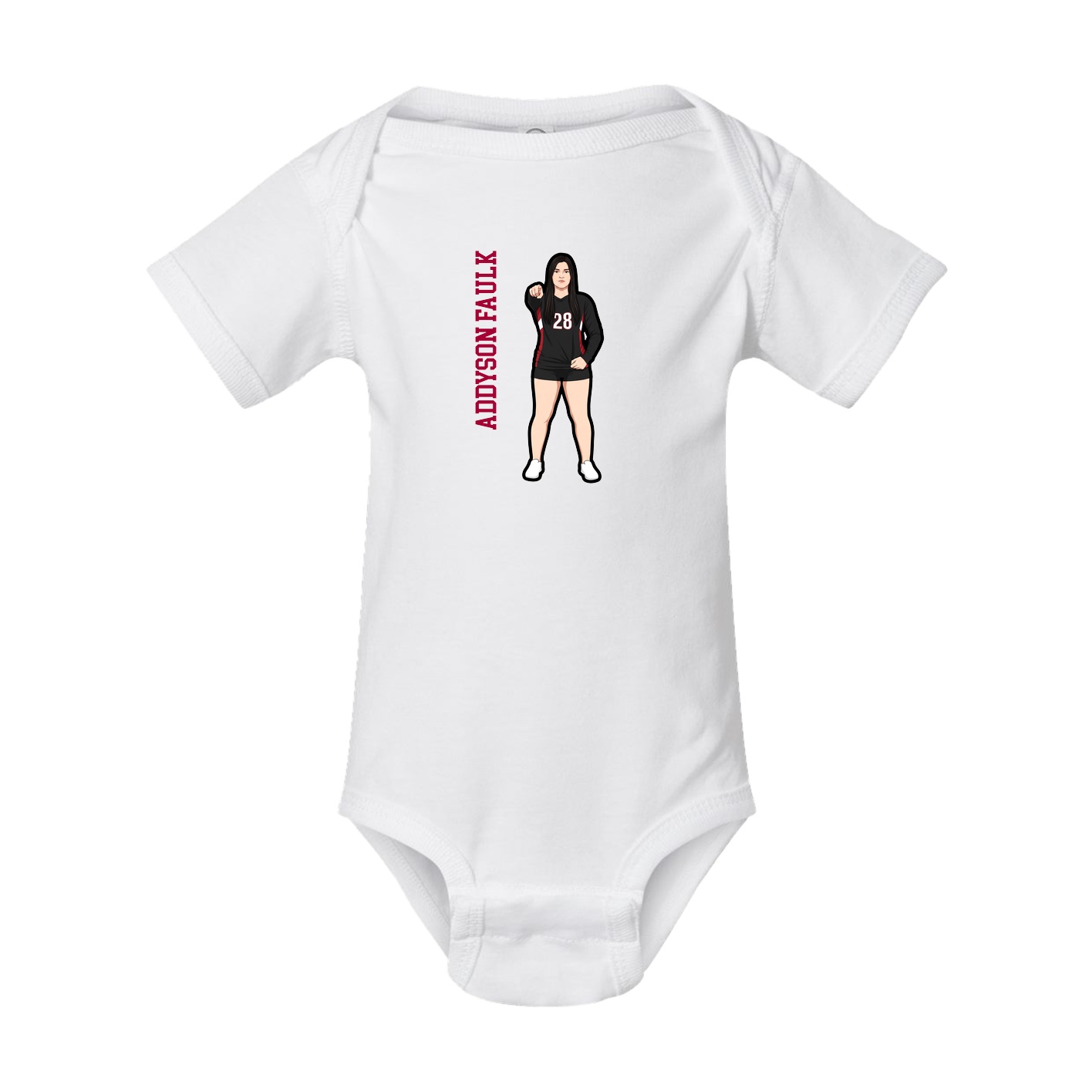 Baby Onesie — Name Vertical in White