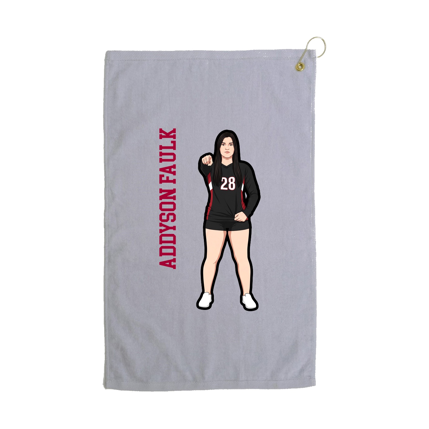 Golf Towel — Name Vertical in Grey