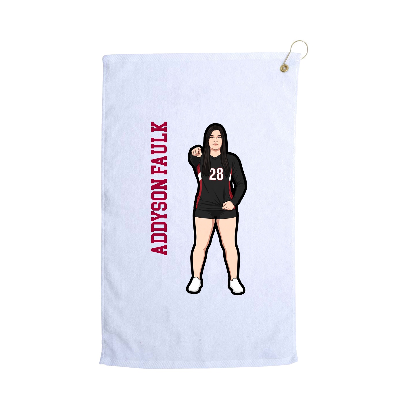 Golf Towel — Name Vertical in White