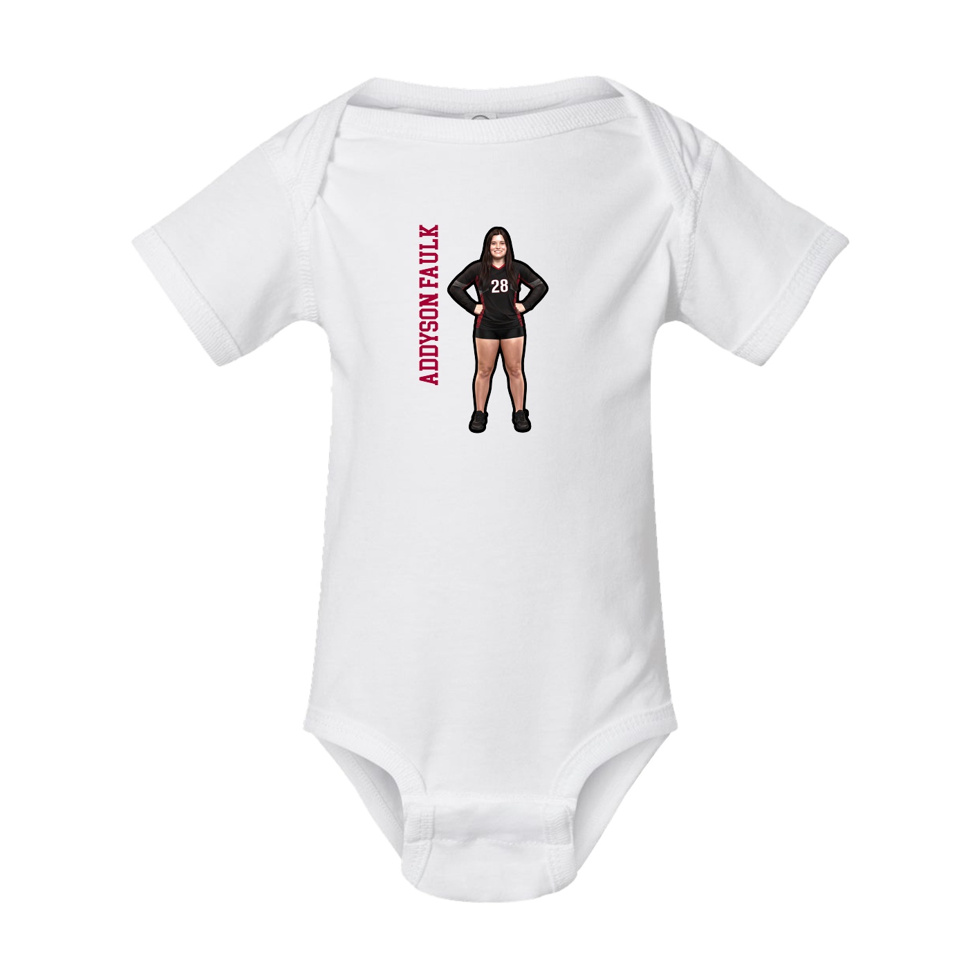 Baby Onesie — Name Vertical in White