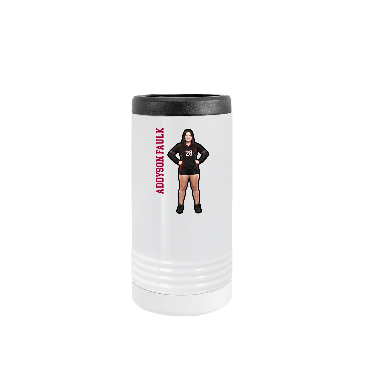 Slim Beverage Holder — Name Vertical in White