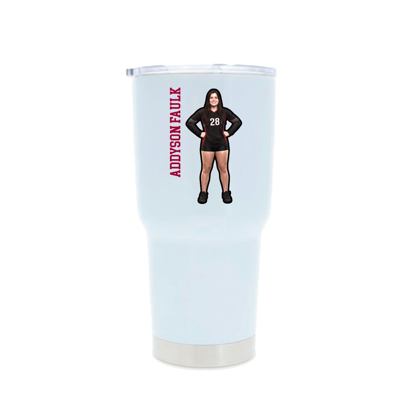 30oz Stainless Steel Tumbler — Name Vertical in White