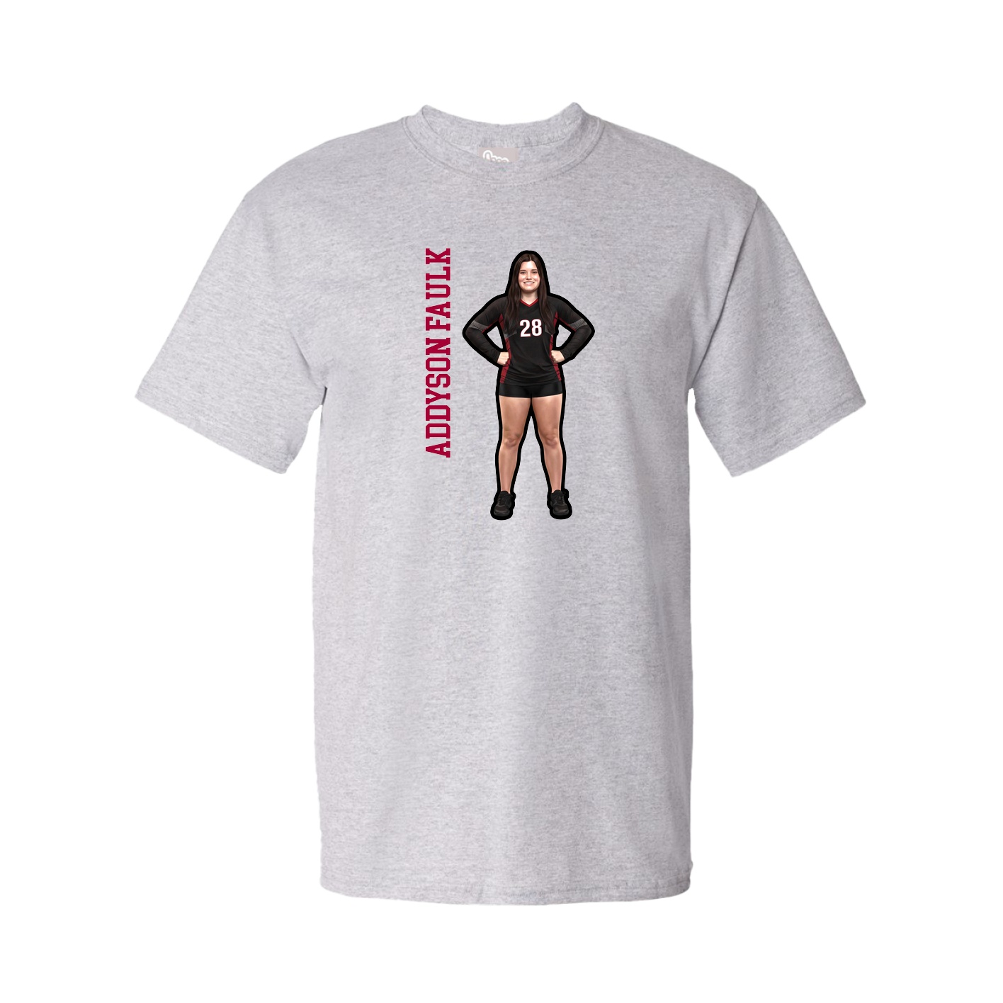 Youth Tee — Name Vertical in Grey