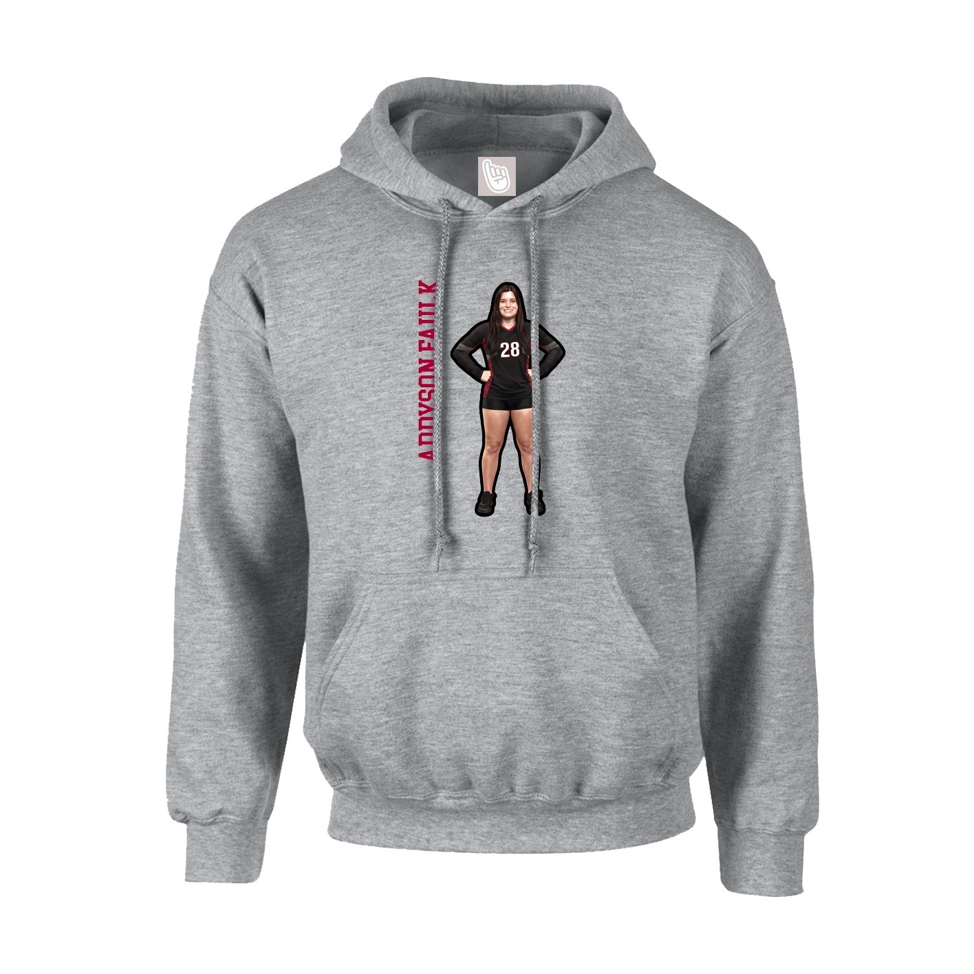 Youth Hoodie — Name Vertical in Grey