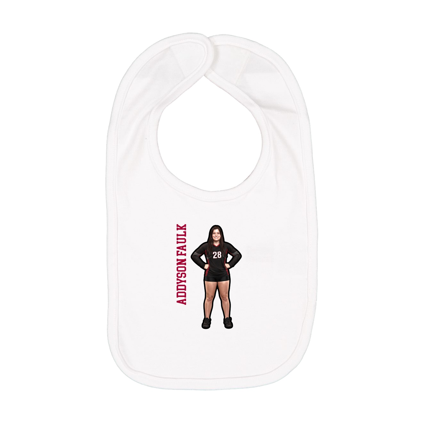 Infant Bib — Name Vertical in White