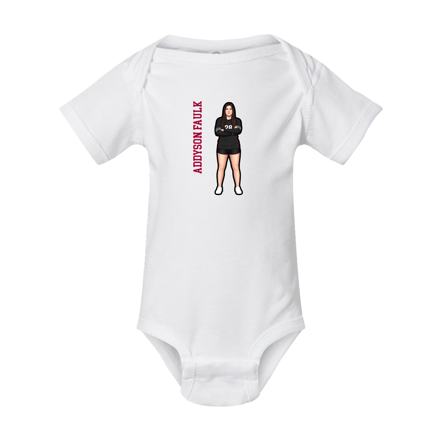 Baby Onesie — Name Vertical in White