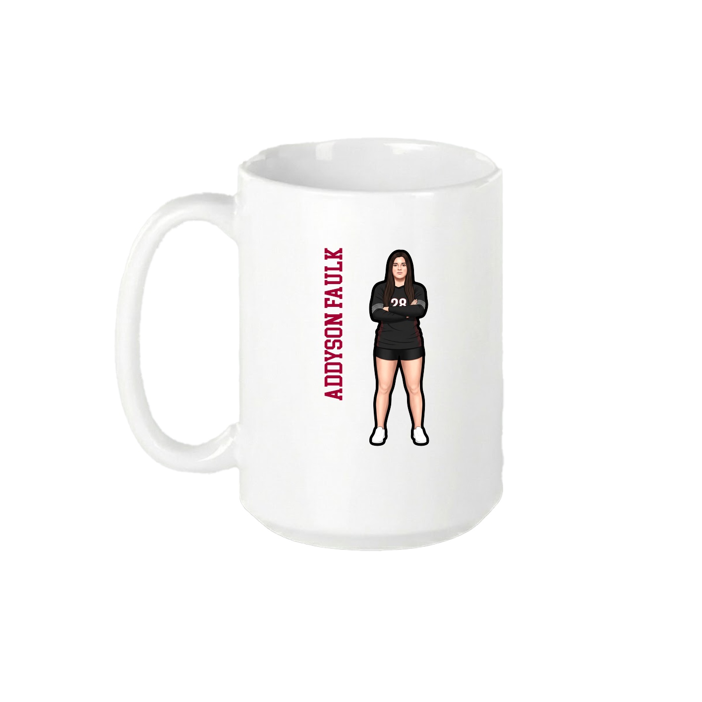 15oz Coffee Mug — Name Vertical in White