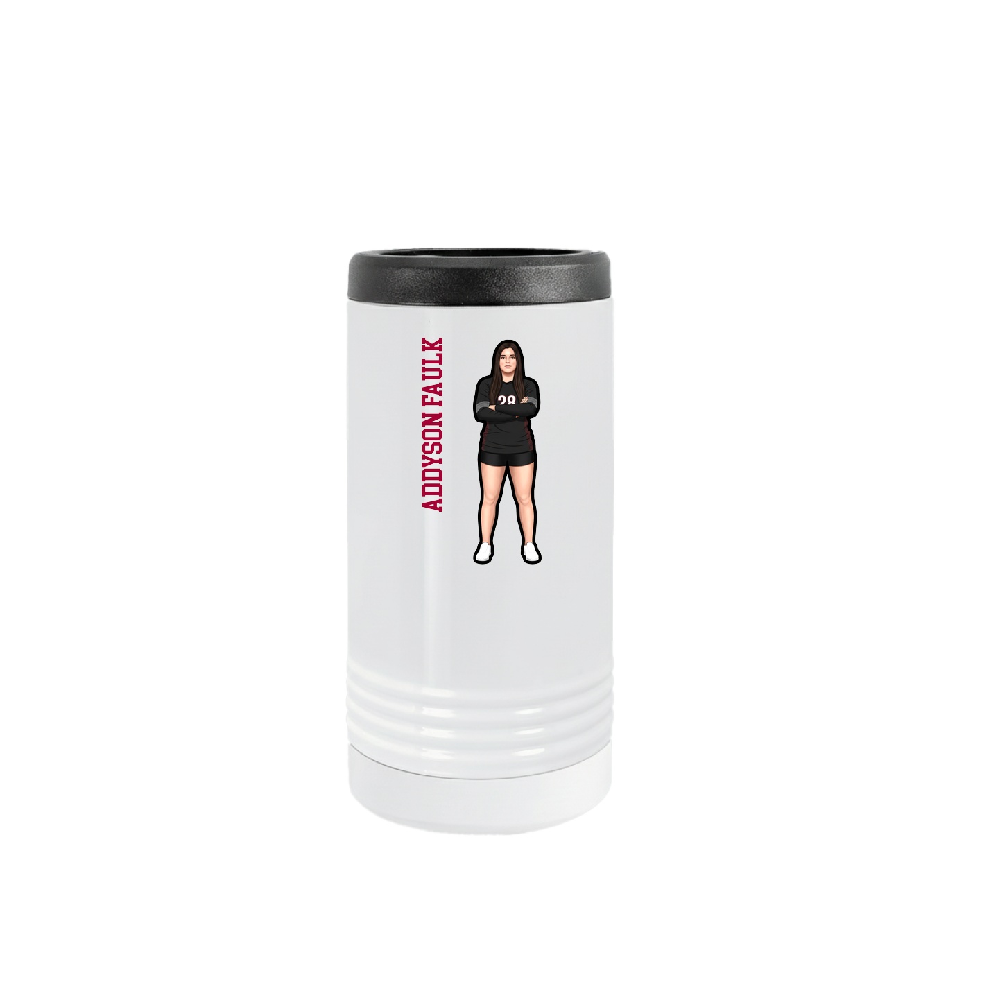 Slim Beverage Holder — Name Vertical in White