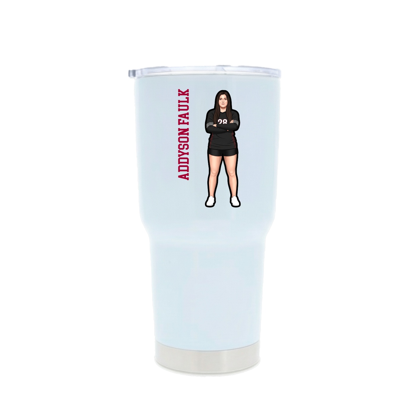 30oz Stainless Steel Tumbler — Name Vertical in White