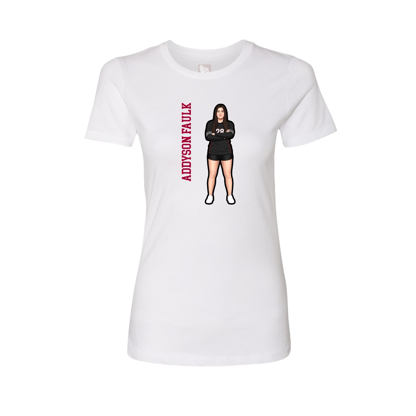 Womens Tee — Name Vertical in White