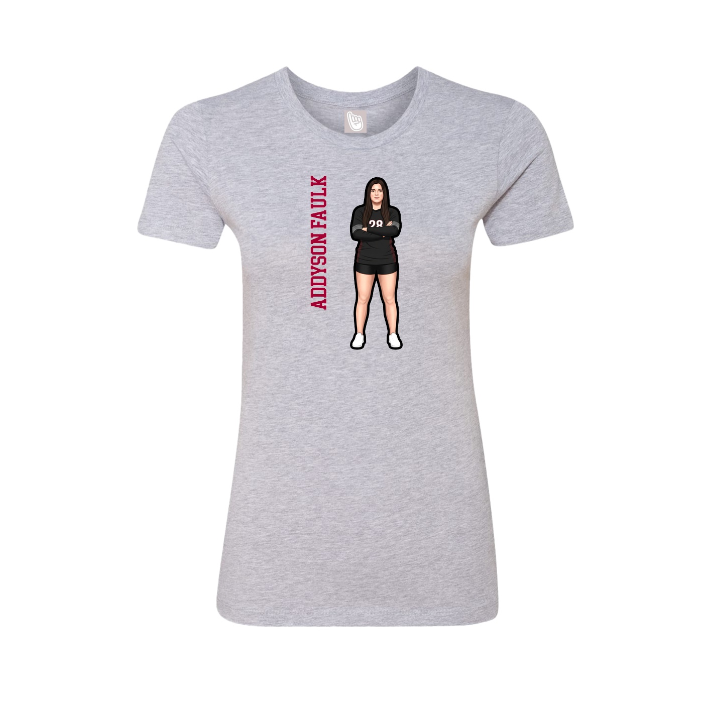 Fitted Women's Tee — Name Vertical in Grey