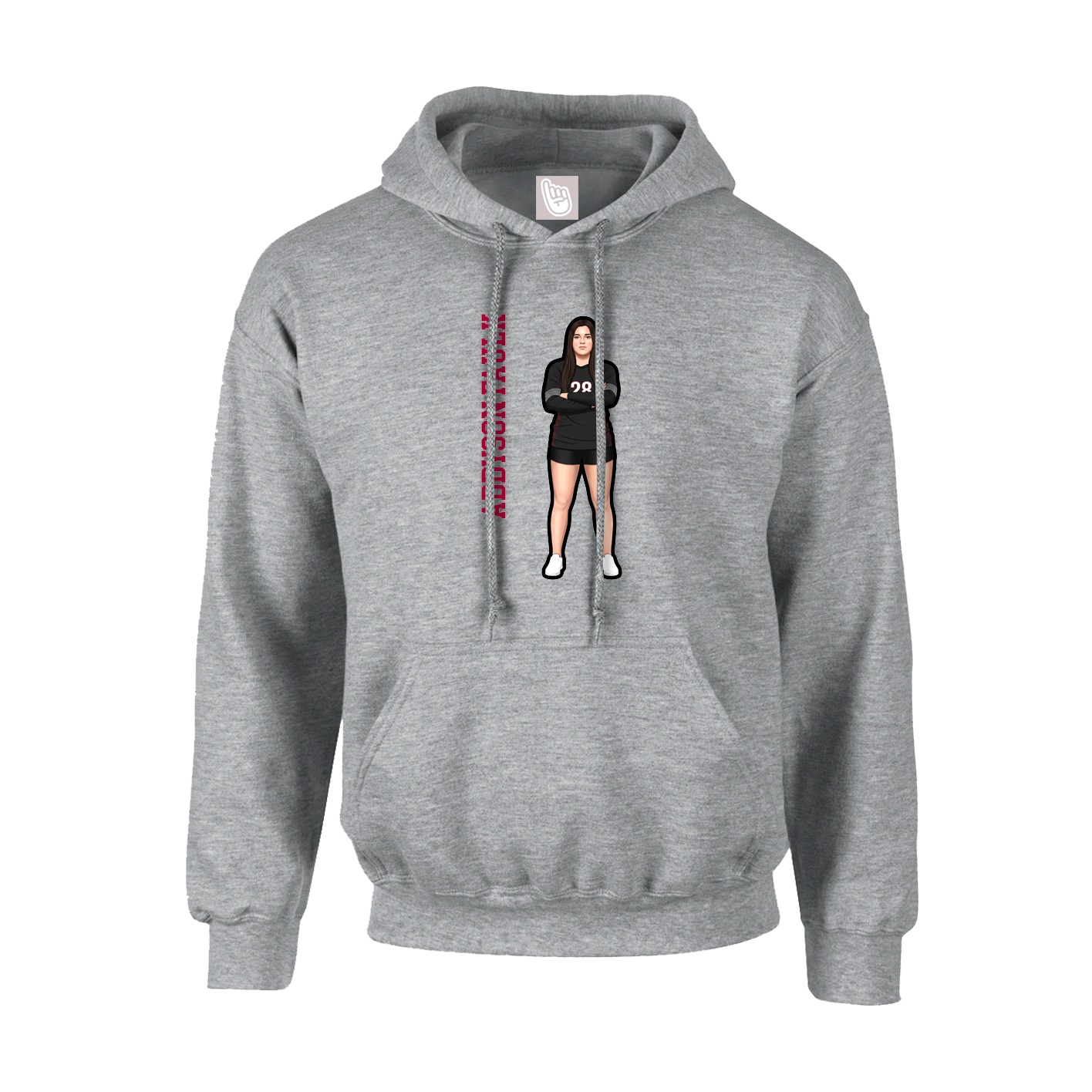 Youth Hoodie — Name Vertical in Grey