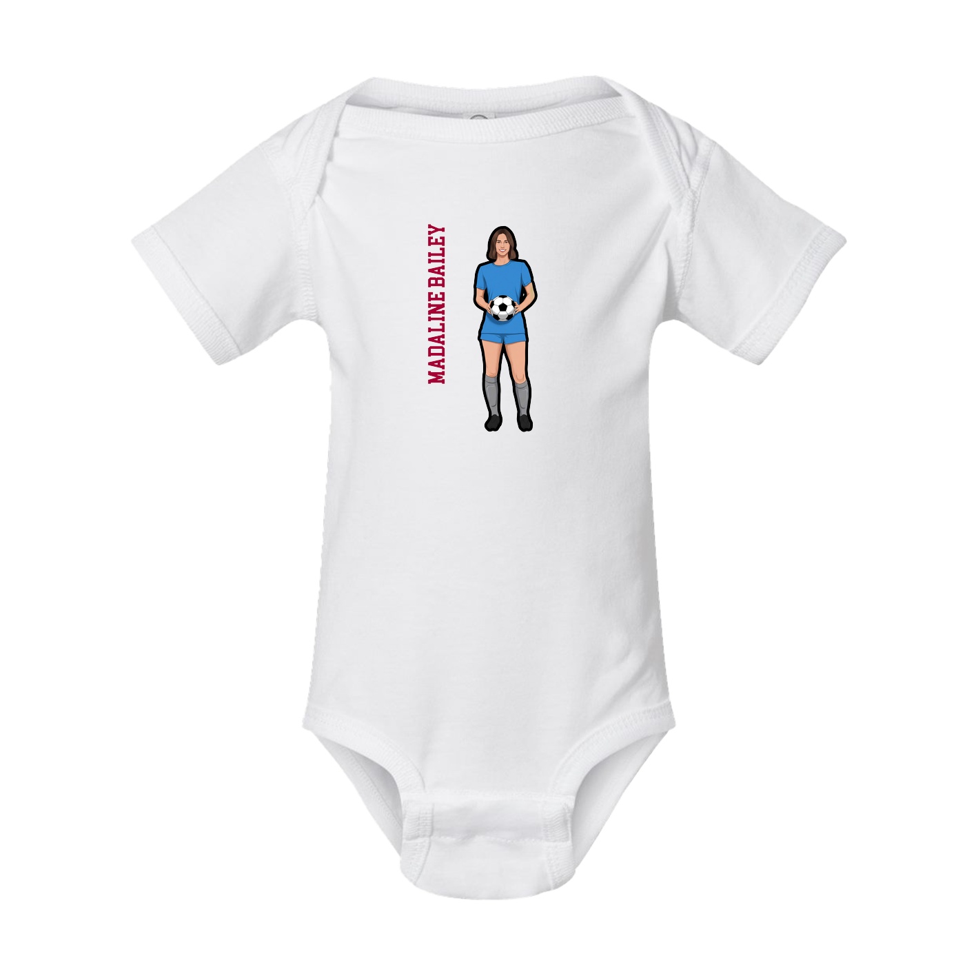 Baby Onesie — Name Vertical in White