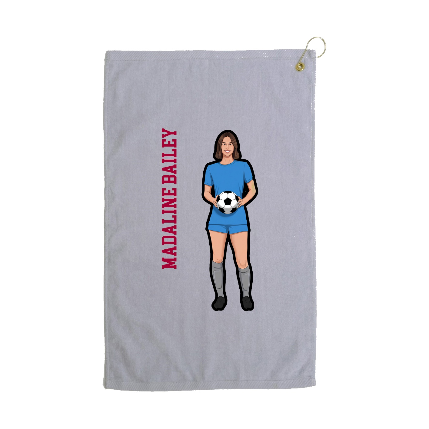 Golf Towel — Name Vertical in Grey