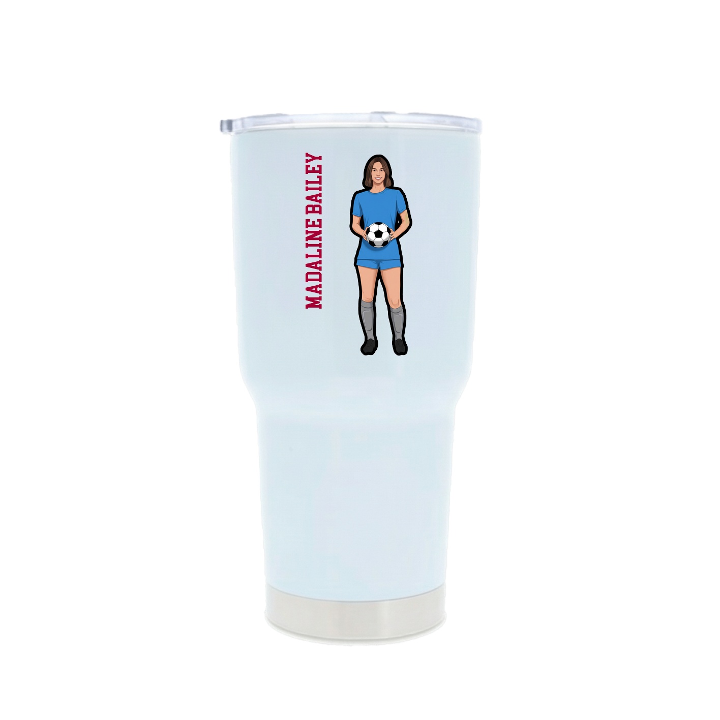30oz Stainless Steel Tumbler — Name Vertical in White