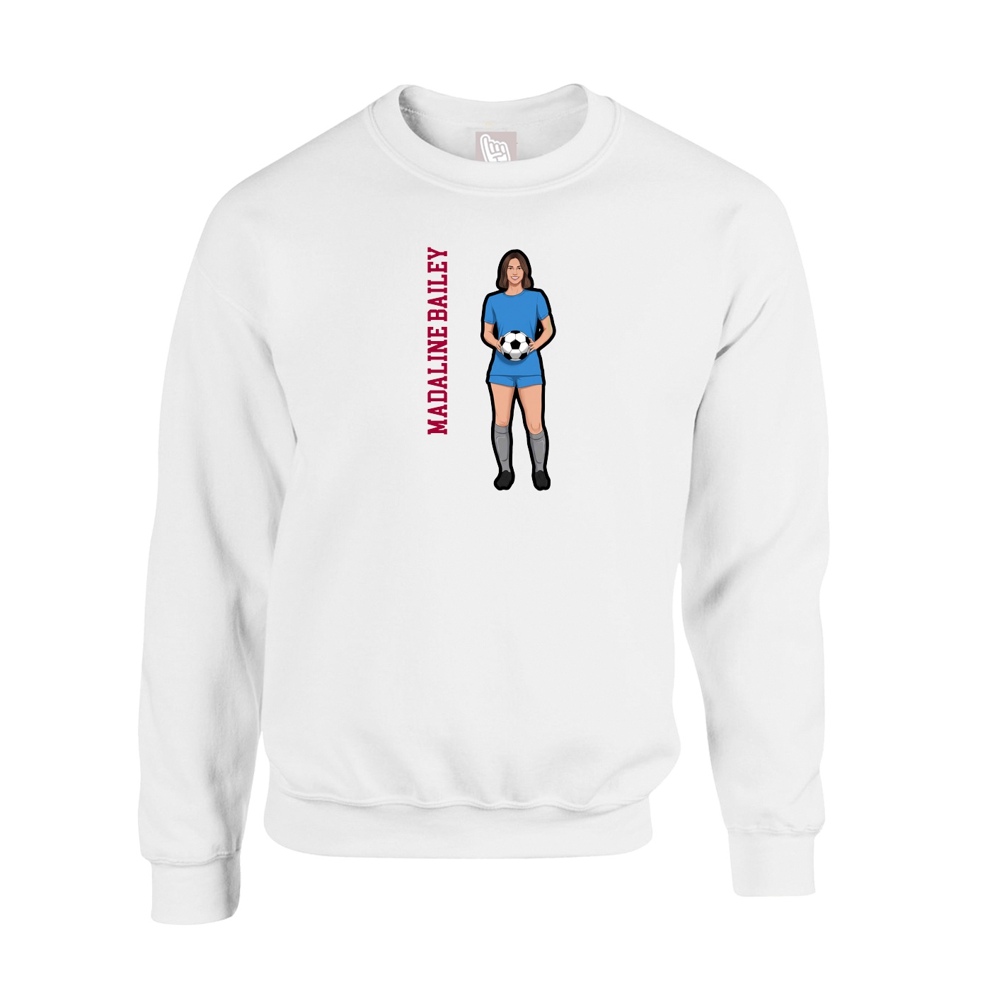 Fleece Crew — Name Vertical in White