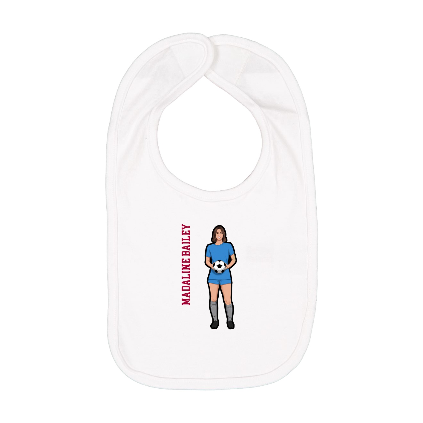 Infant Bib — Name Vertical in White