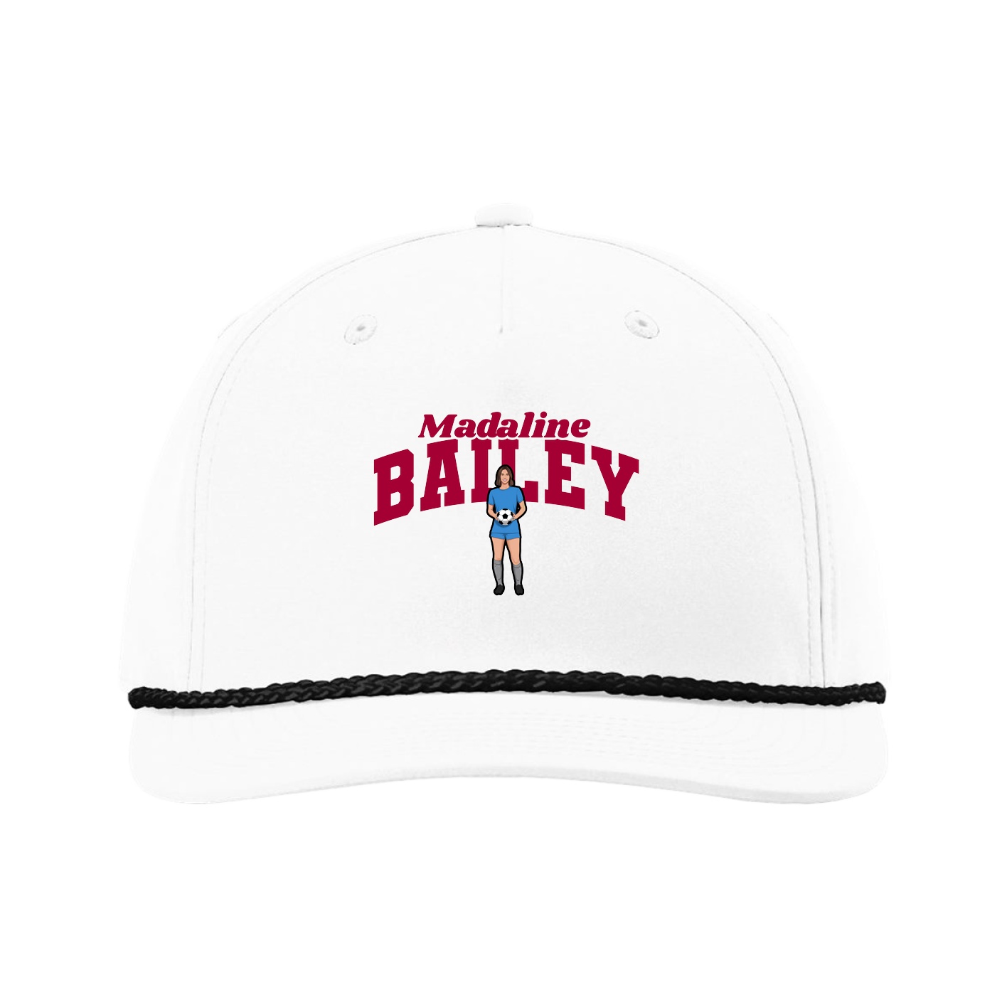 Five-Panel Classic Rope Cap — Signature Arch in White