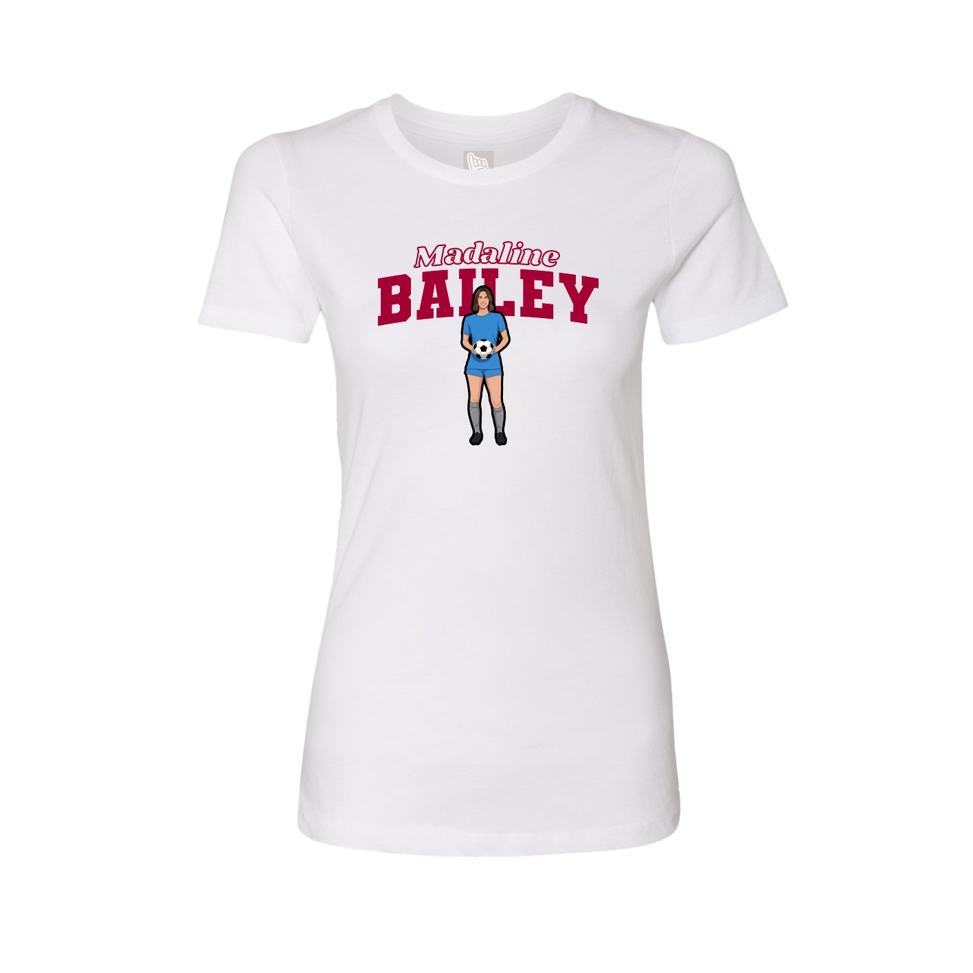Fitted Women's Tee — Name Arch in White