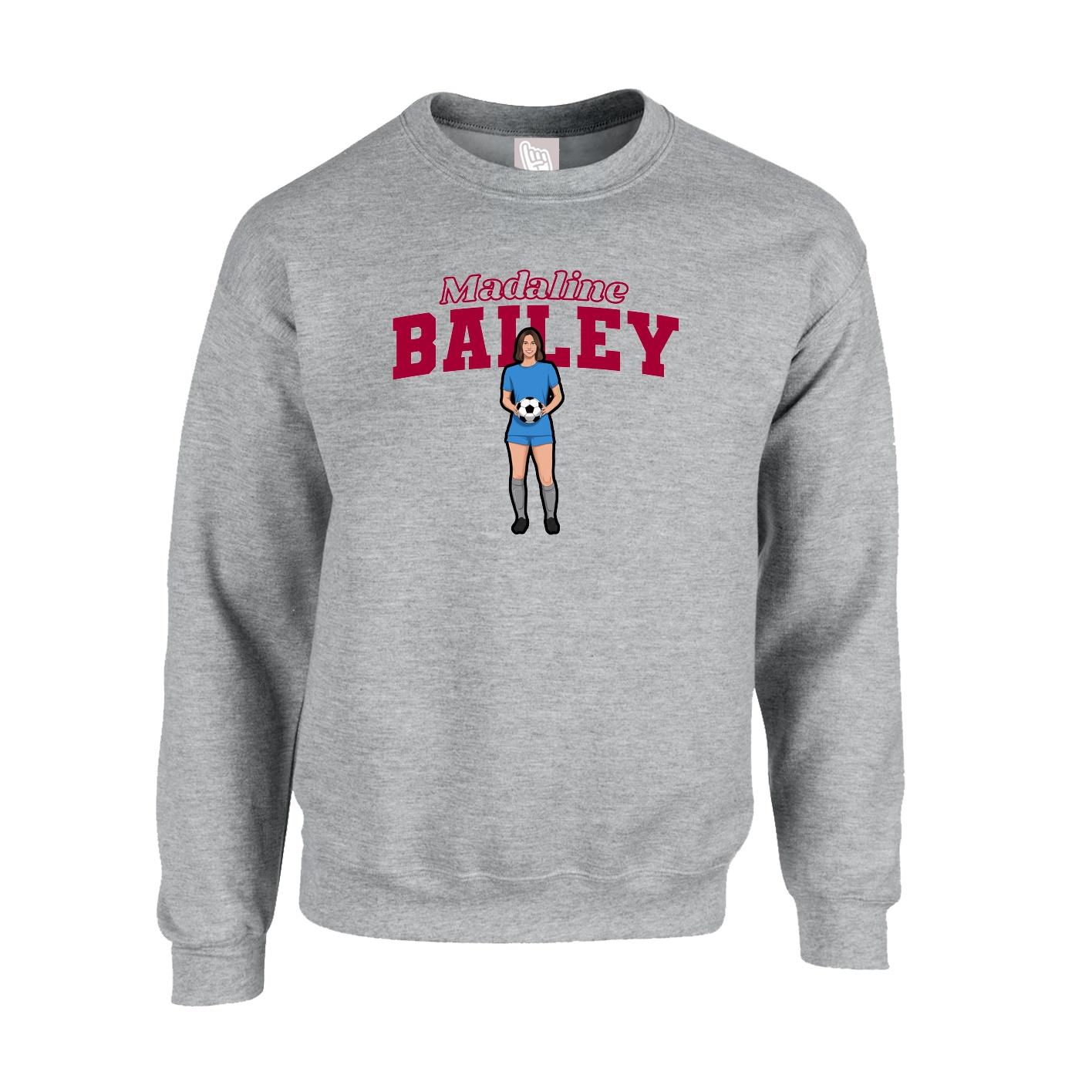 Fleece Crew — Name Arch in Grey