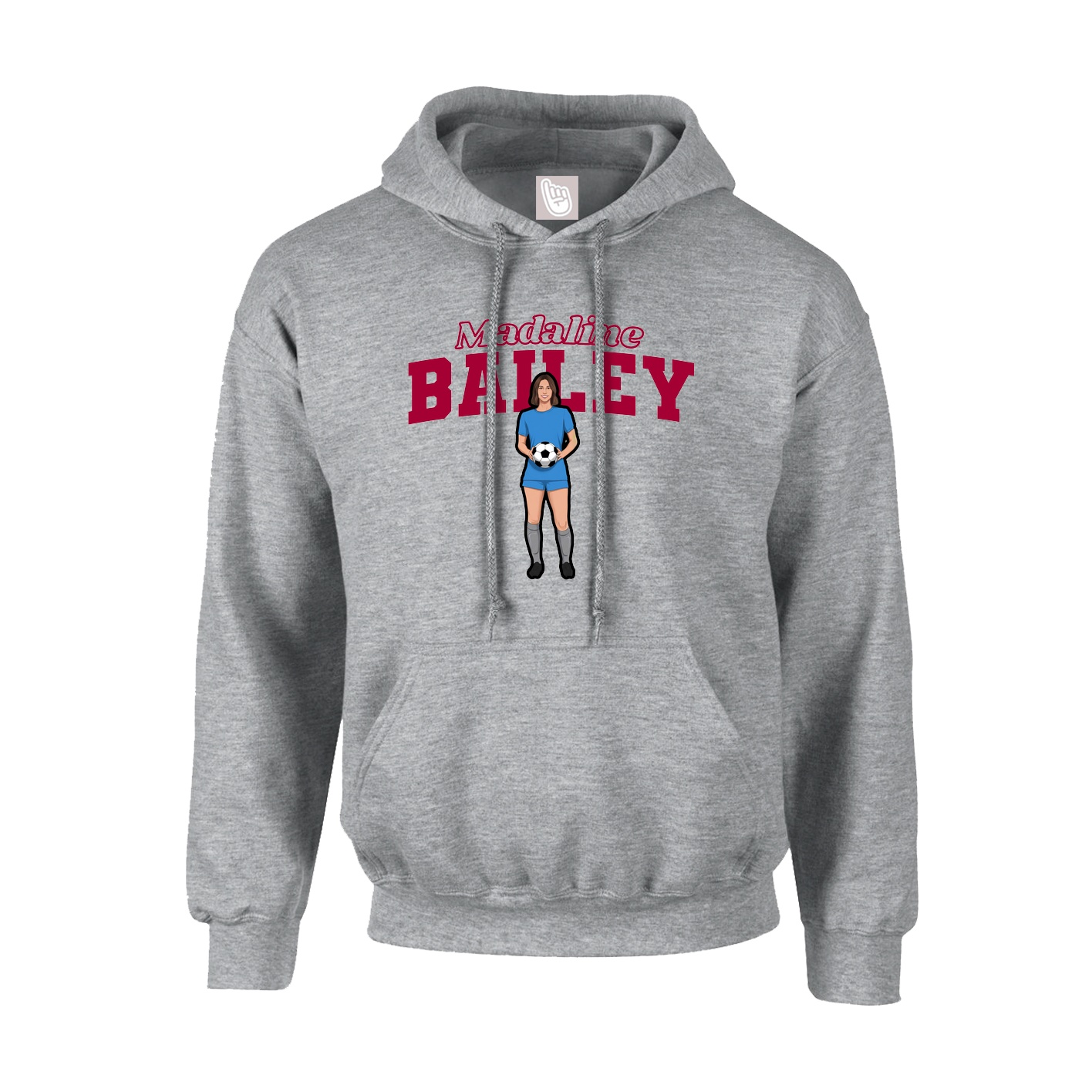 Youth Hoodie — Name Arch in Grey