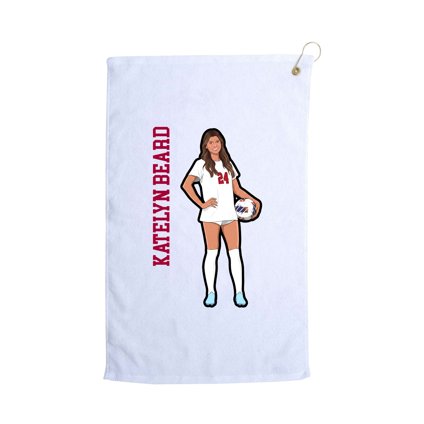 Golf Towel — Name Vertical in White