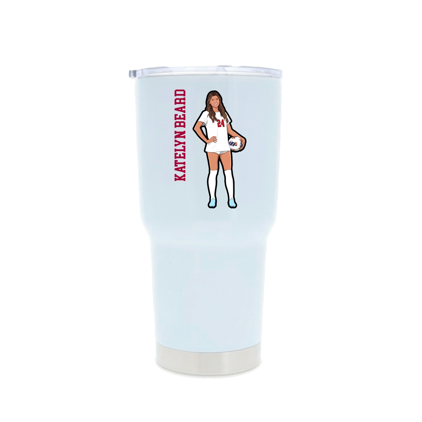 30oz Stainless Steel Tumbler — Name Vertical in White